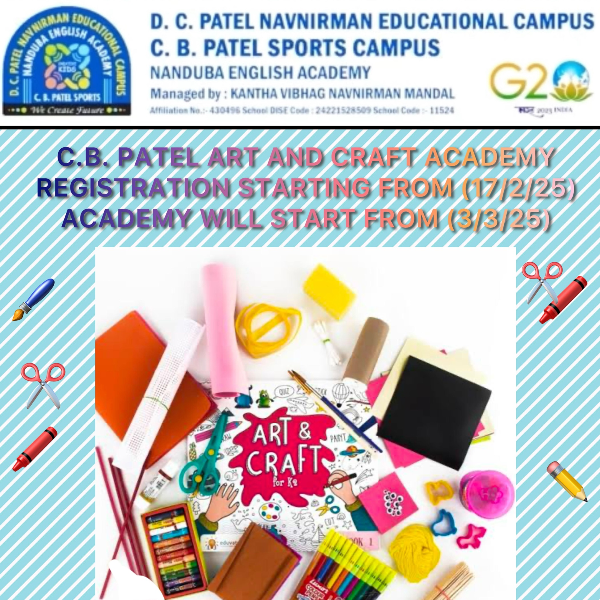 C.B. Patel Art & Craft Academy Registration